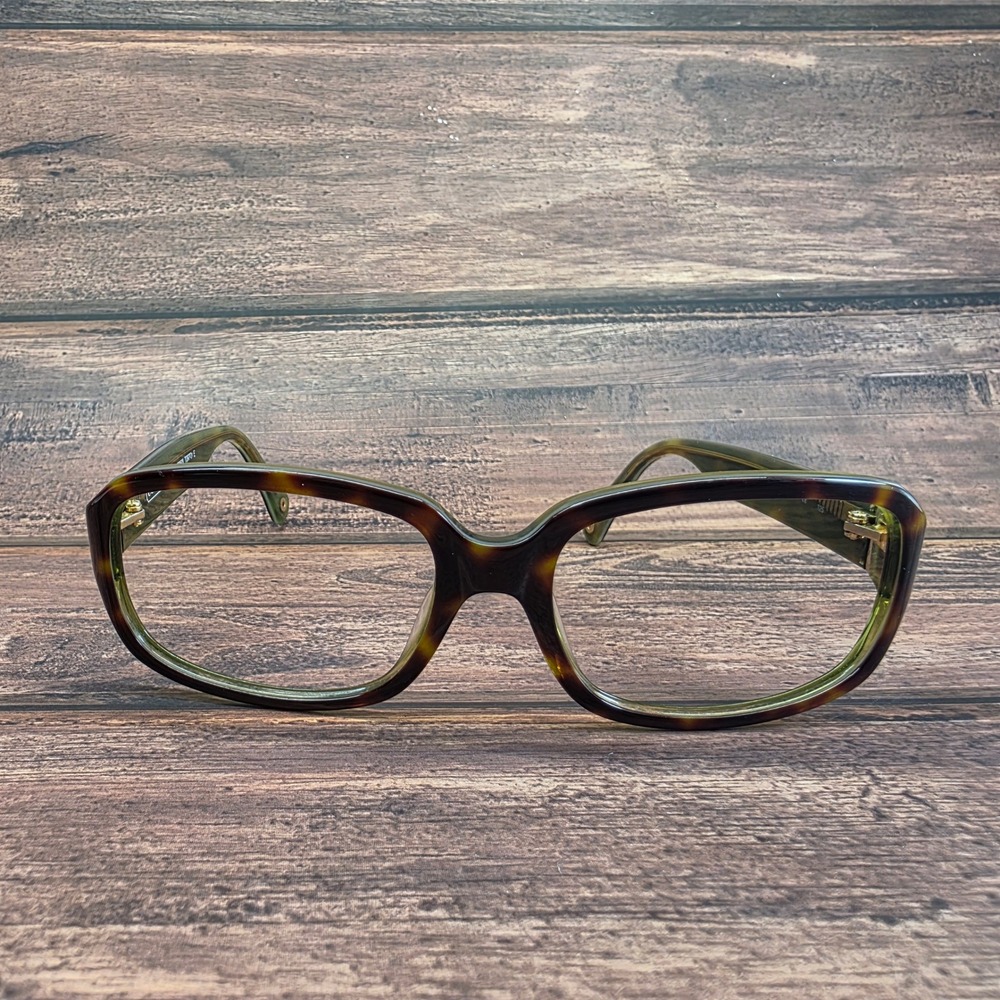 Coach Tatiana S850 Tortoise Green Logo Rectangular Eyeglass Frames 52-16-125